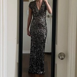 nicole miller midnight sequin stars gown